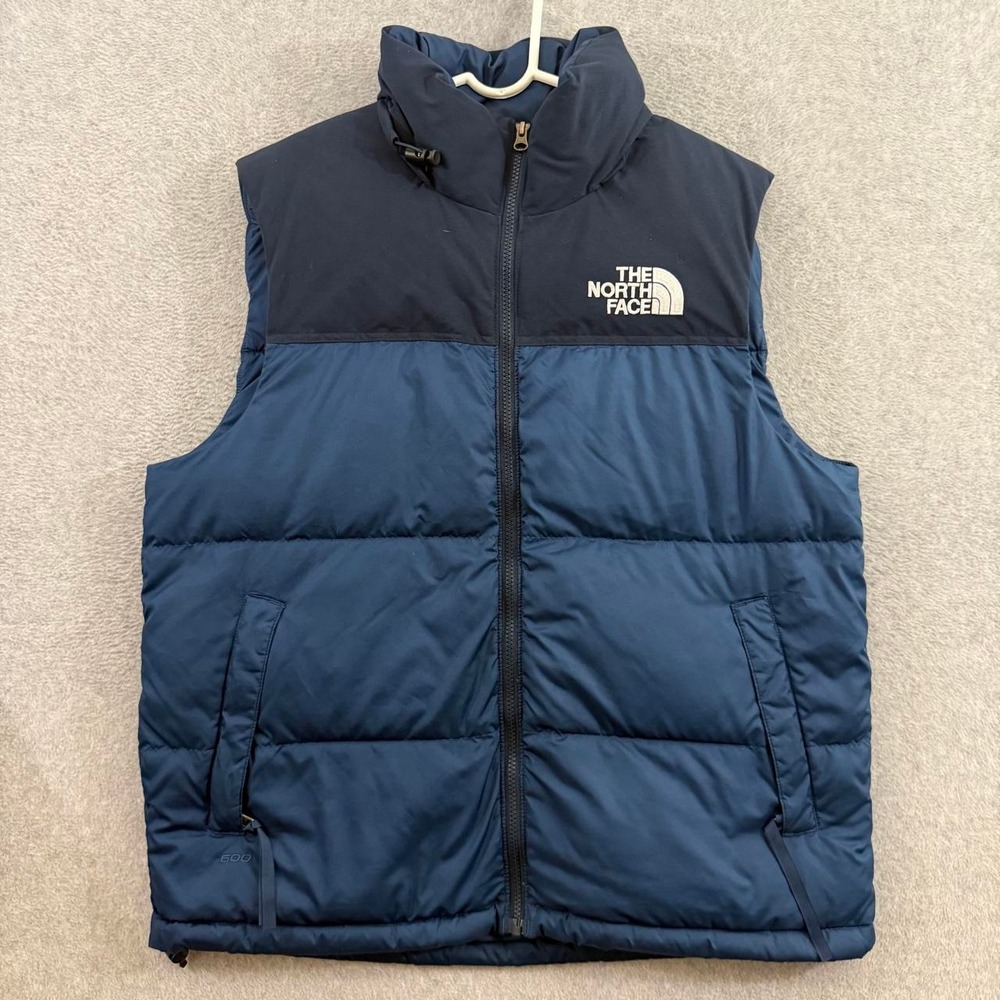 The North Face Men's Medium 600 Fill Goose Down Puffer Vest Blue Two Tone Nuptse